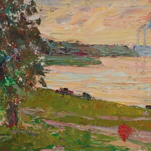Paisaje. Artista ucraniano Shifman I. 32-48 cm, óleo sobre cartón, década de 1970