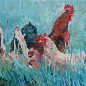 En el campo. Pintura original del artista ucraniano Yalansky A. 15-24 cm, óleo sobre lienzo sobre cartón, década de 2000