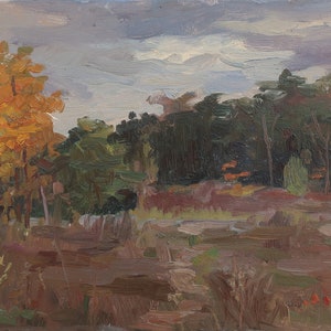 Paysage. Artiste ukrainienne Shurupov K. 22-32 cm, huile sur carton, année 1958