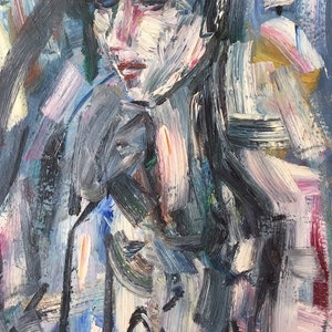 Pintura al óleo original del artista ucraniano 60-40 cm cartón óleo década de 1990