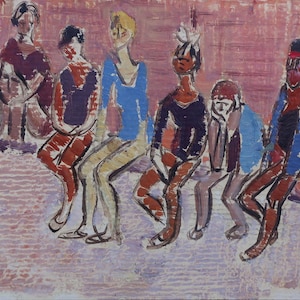 Boceto. Pintura original de la artista ucraniana Zakharova, 14-20 cm de largo, óleo sobre cartón, década de 1970.