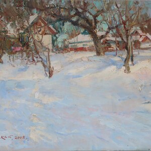 Paysage d'hiver. Artiste ukrainien Tishchetsky V. 34-49 cm, huile sur carton