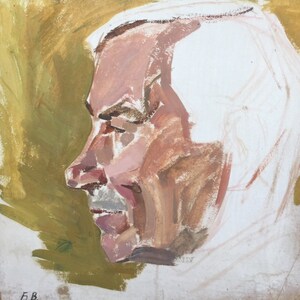 Retrato de un hombre. Pintura al óleo original. Artista ucraniano Bogdanov V. 49-49 cm Óleo sobre cartón Años 70