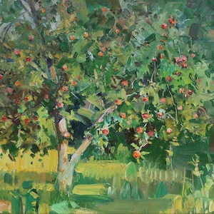 Paysage. Artiste ukrainien Yalansky A. 34-47 cm, huile sur toile sur carton