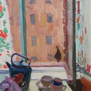 Nature morte. Peinture originale de l'artiste ukrainien Sogoyan V. 49-36 cm, huile sur carton, années 1970