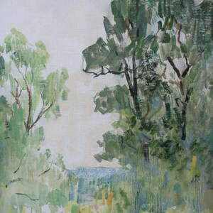 Paisaje. Pintura original del artista ucraniano Yatsenko V. 69-49 cm, lienzo sobre cartón, óleo, 1968
