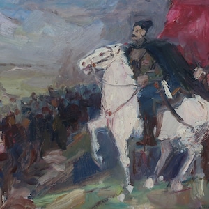 Pintura al óleo original del artista ucraniano Gribok D. 37-48 cm cartón óleo década de 1970