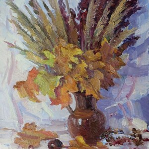 Naturaleza muerta. Pintura al óleo original del realismo socialista del artista ucraniano Kholoptsev A. 48-35 cm cartón óleo año 1981
