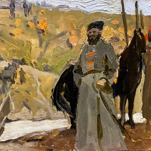 Pintura al óleo original del artista ucraniano Konstantinopol'skiy A. 25-31 cm cartón óleo años 70