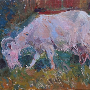 Soir.Artiste ukrainien Yalansky A.15-20 cm, huile sur toile sur carton