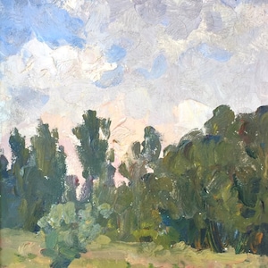 Landscape. Oil painting original socialist realism Ukrainian artist Belyansky A. 47-34 cm cardboard oil 1984year