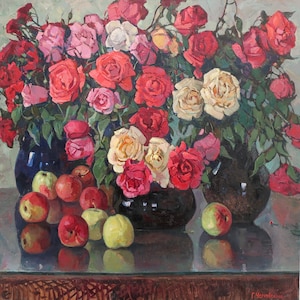 Still life. Oil painting original Ukrainian artist Chernyavsky G. 69-69cm oil on canvas 1980s