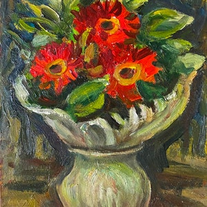 Ramo de flores. Pintura al óleo original de la artista ucraniana Boldyreva E. 48-32 cm cartón óleo década de 1980