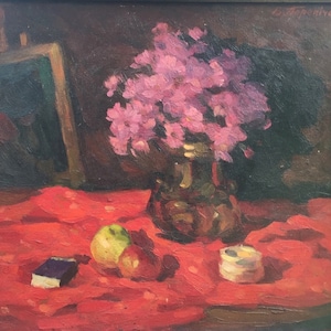 Still life. Oil painting original of socialist realism Ukrainian artist Perepichay V. 50-56 cm oil on canvas 1964year