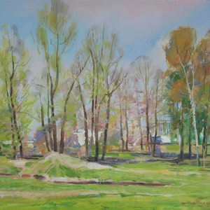 Avril. Artiste ukrainien Nazarenko A. 40-50 cm, huile sur carton