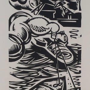 Paesaggio. Artista ucraino Prizant L. 19-8 cm, incisione su carta, anno 1966