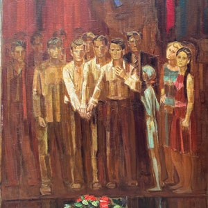 Young Guards. Oil painting original socialist realism Ukrainian artist Gubsky I. 208-148 cm oil on canvas 1983year