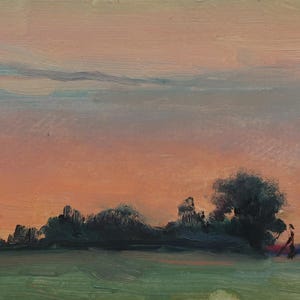 Paisaje. Pintura original del artista ucraniano Polyakov S. 13-28 cm, óleo sobre cartón, década de 2000