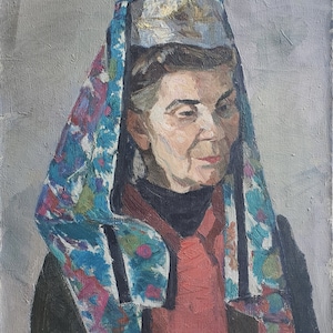 Portrait of a woman. Oil painting original socialist realism Ukrainian artist Sagoyan V.S. 59-45 cm oil on canvas 1980s