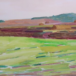 Paisaje. Pintura original de la artista ucraniana Kryzhanovskaya M.33-50 cm, cartón óleo, año 1963