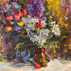 Naturaleza muerta. Pintura al óleo original del artista ucraniano Antohin E. 45-35 cm cartón óleo año 1992
