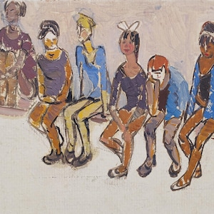 Boceto. Pintura original de la artista ucraniana Zakharova L. 20-29 cm, óleo sobre cartón, década de 1970.