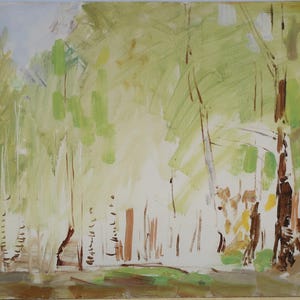 Paisaje. Pintura original del artista ucraniano Yatsenko V. 22-36 cm, óleo sobre cartón, 1962