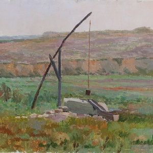 Paisaje. Pintura al óleo original del artista ucraniano Chernikov V. 39-49 cm cartón óleo década de 1980