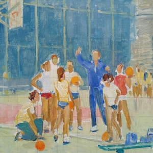 Boceto. Pintura original del artista ucraniano Tomenko G. 26-26 cm, óleo sobre cartón, década de 1970.