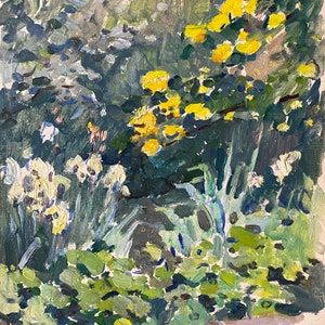 Paisaje Pintura al óleo original del artista ucraniano Gorodnicheva G. 33-24 cm cartón óleo década de 1970