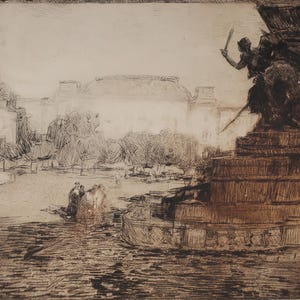 Paesaggio. Dipinto originale dell'artista ucraino Chernov L. 24-28 cm, carta linoleum, anno 1957