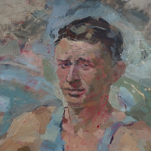 Retrato. Pintura original del artista ucraniano Prizant L. 29-31 cm óleo sobre lienzo sobre cartón, década de 1970