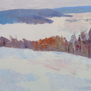 Paisaje. Pintura original de la artista ucraniana Kryzhanovskaya M. 34-50 cm, óleo sobre cartón.