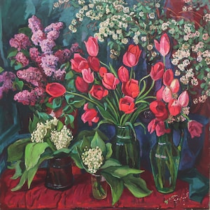 Still life. Original oil painting by Ukrainian artist Kostenko V.N. 100-100cm oil on canvas 1973year