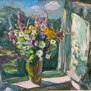 July bouquet. Oil painting original Ukrainian artist Repka S. 70-80 cm oil on canvas