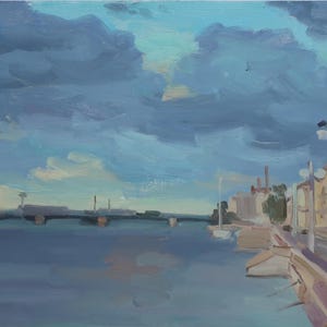 Paysage. Peinture originale de l'artiste ukrainien Polyakov S. 34-49 cm, huile sur carton, années 2000