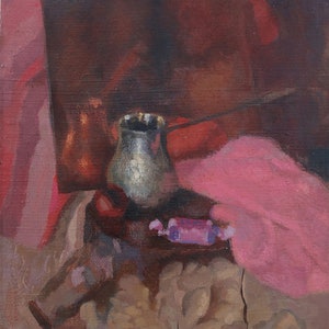 Naturaleza muerta. Pintura al óleo del artista ucraniano Prizant L 27-26 cm óleo sobre lienzo sobre cartón década de 1970