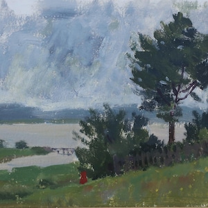 Paysage. Peinture originale de l'artiste ukrainien Polyakov S. 25-37 cm, huile sur carton, années 1990