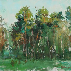Paysage. Peinture originale de l'artiste ukrainien Tyshetskyi V. 31-39 cm, huile sur panneau dur, année 2004