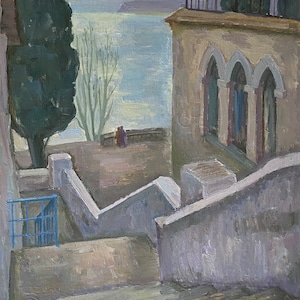 Landscape. Oil painting original Ukrainian artist Repka S. 86-75 oil on canvas 1981year
