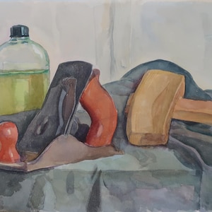 Natura morta. Dipinto originale dell'artista ucraino Prizant L. 24-31 cm, carta per acquerello, anni '60