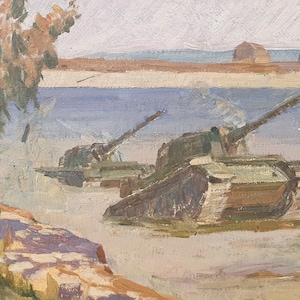 Pintura al óleo original del realismo socialista del artista ucraniano Chernikov V. 48-73 cm cartón óleo década de 1970