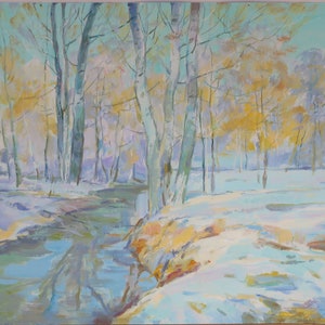 Journée ensoleillée. L'hiver. Artiste ukrainien Nazarenko A. 40-50 cm, huile sur carton