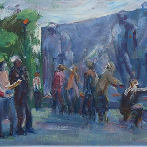 Boceto. Pintura al óleo antigua para el arte en el original del socialismo Arte soviético Artista ucraniano Gribok D.K. 20-41 cm Óleo sobre cartón Años 70