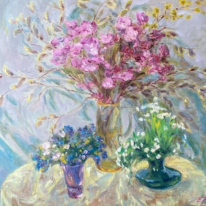 May still life. Oil painting original Ukrainian artist Repka V. 70-80 cm oil on canvas