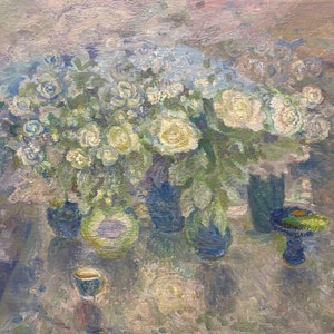 Flores. Pintura al óleo original del artista ucraniano Kozhekov A. 40-50 cm cartón, óleo 1977