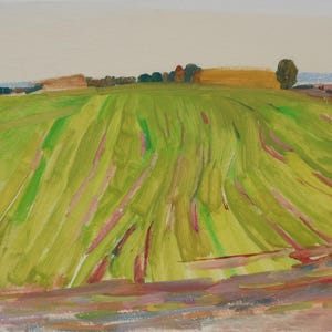 Paisaje. Pintura original de la artista ucraniana Kryzhanovskaya M. 35-49 cm, óleo sobre cartón, año 1970