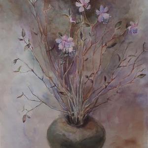 Natura morta. Dipinto originale dell'artista ucraino Prizant L. 40-30 cm, carta per acquerello, anni '70