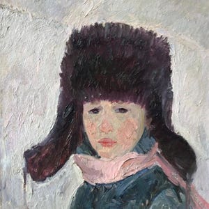 Sashko. Pintura original de la artista ucraniana Repka V. 50-42 cm, óleo sobre cartón, 1978