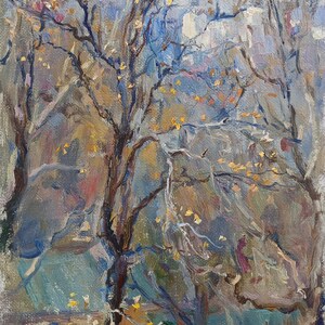 Paisaje. Pintura original del artista ucraniano Zakharov A. 35-25 cm, lienzo sobre cartón, óleo.